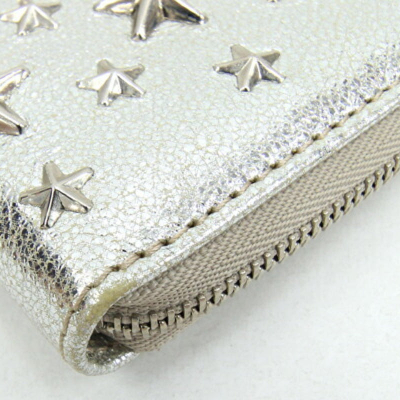 Jimmy Choo Silver Leather Coin Purse/Coin Case (Pre-Owned)