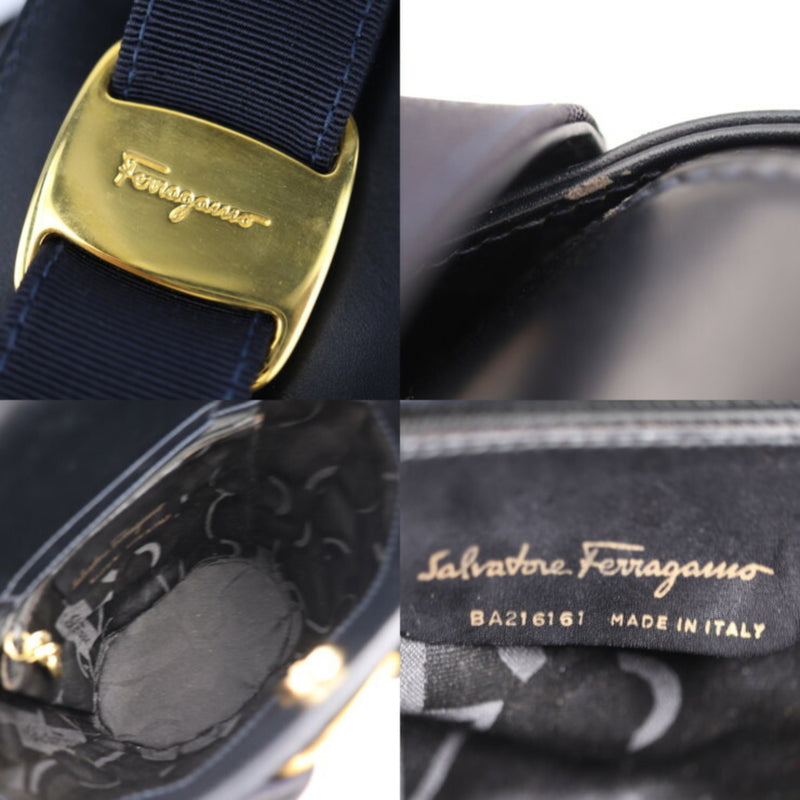 Salvatore Ferragamo Dark Navy Leather Handbag Tote Bag (Pre-Owned)