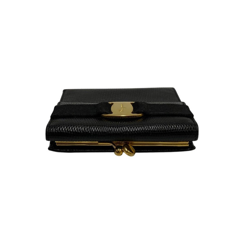 Salvatore Ferragamo Black Leather Wallet (Bi-Fold) (Pre-Owned)