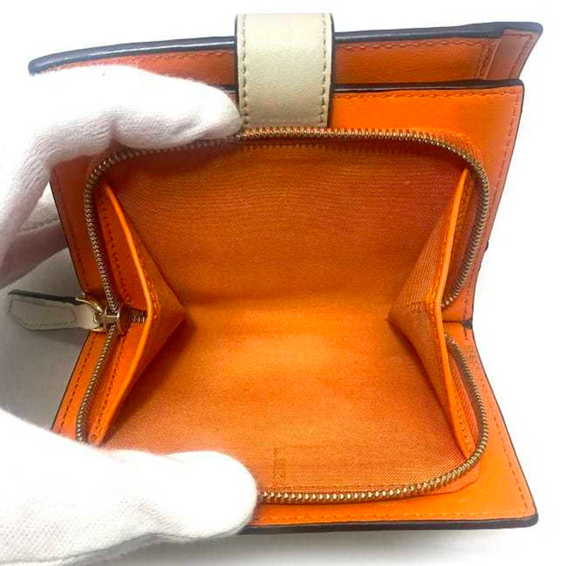 Fendi Beige Gold Orange Leather Wallet (Bi-Fold) (Pre-Owned)