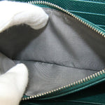 Bvlgari Dark Green Light Gray Leather Long Wallet (Bi-Fold) (Pre-Owned)