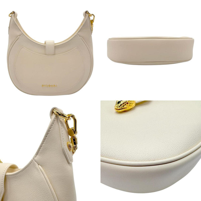 Bvlgari Light Beige Leather Handbag Shoulder Bag (Pre-Owned)