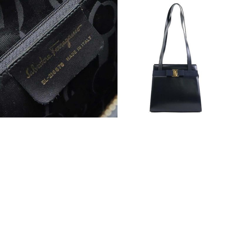 Salvatore Ferragamo Black Leather Shoulder Bag (Pre-Owned)