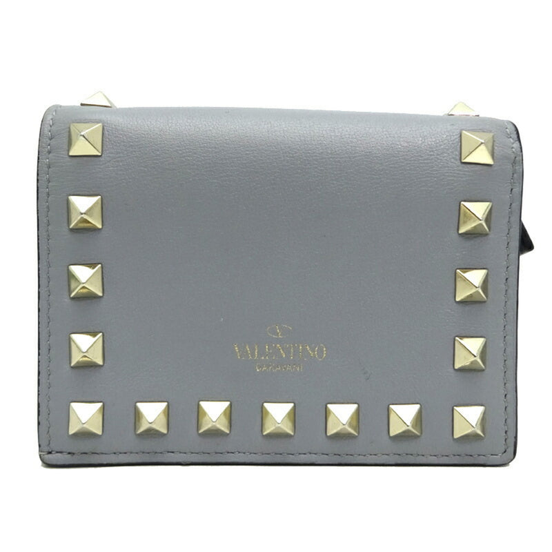 Valentino Garavani Gray Leather Wallet (Bi-Fold) (Pre-Owned)