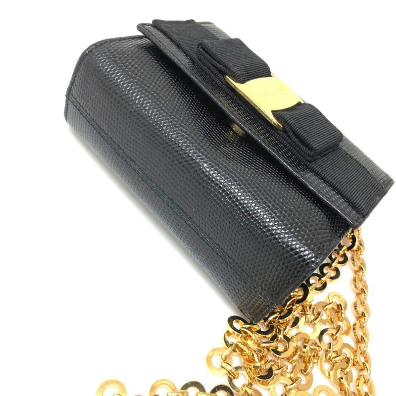 Salvatore Ferragamo Black Leather Pochette Shoulder Bag (Pre-Owned)