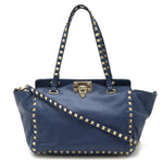 Valentino Garavani Blue Leather Handbag Shoulder Bag Tote Bag (Pre-Owned)