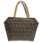 Fendi Beige Brown Canvas Handbag (Pre-Owned)