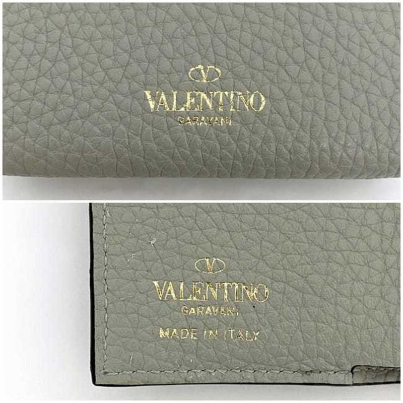 Valentino Garavani Gray Leather Wallet (Tri-Fold) (Pre-Owned)