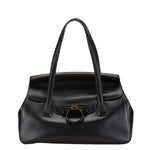 Salvatore Ferragamo Black Leather Shoulder Bag Tote Bag (Pre-Owned)