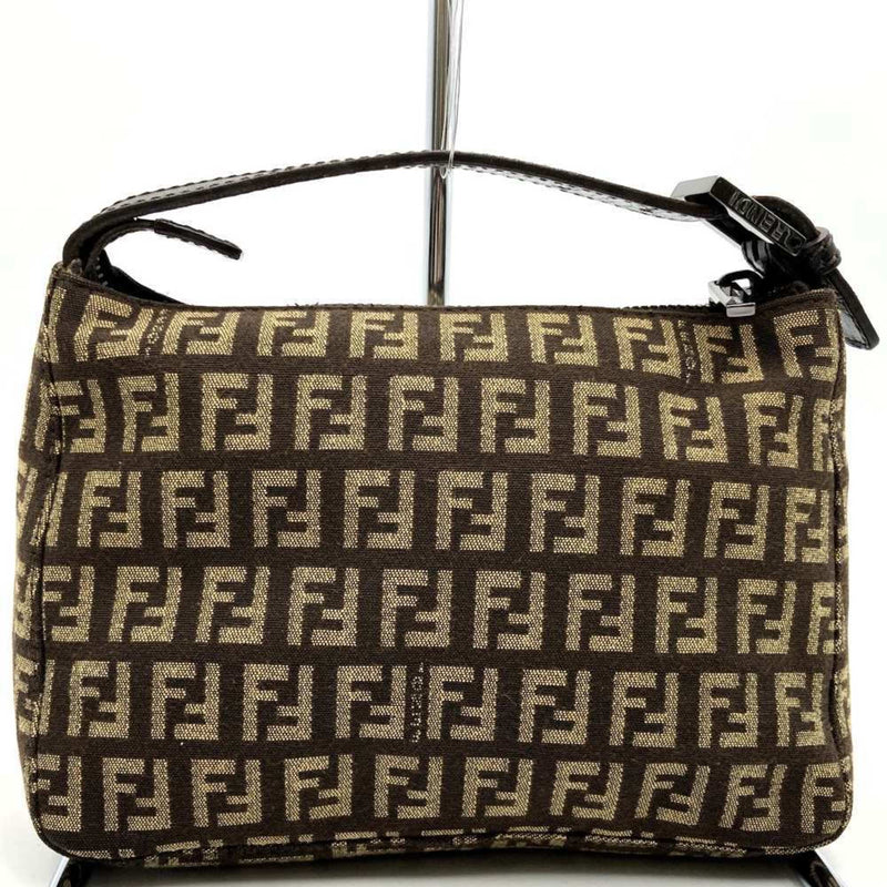 Fendi Beige Brown Canvas Leather Handbag (Pre-Owned)