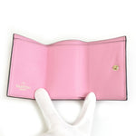 Valentino Garavani Gold Pink Leather Metal Wallet (Tri-Fold) (Pre-Owned)