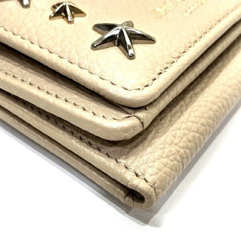 Jimmy Choo Beige Leather Wallet (Tri-Fold) (Pre-Owned)