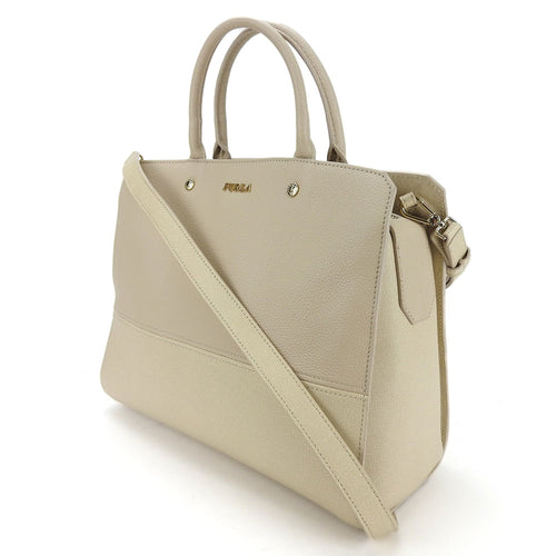 Furla Beige Leather Handbag Shoulder Bag (Pre-Owned)