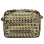 Fendi Beige Brown Canvas Leather Shoulder Bag (Pre-Owned)