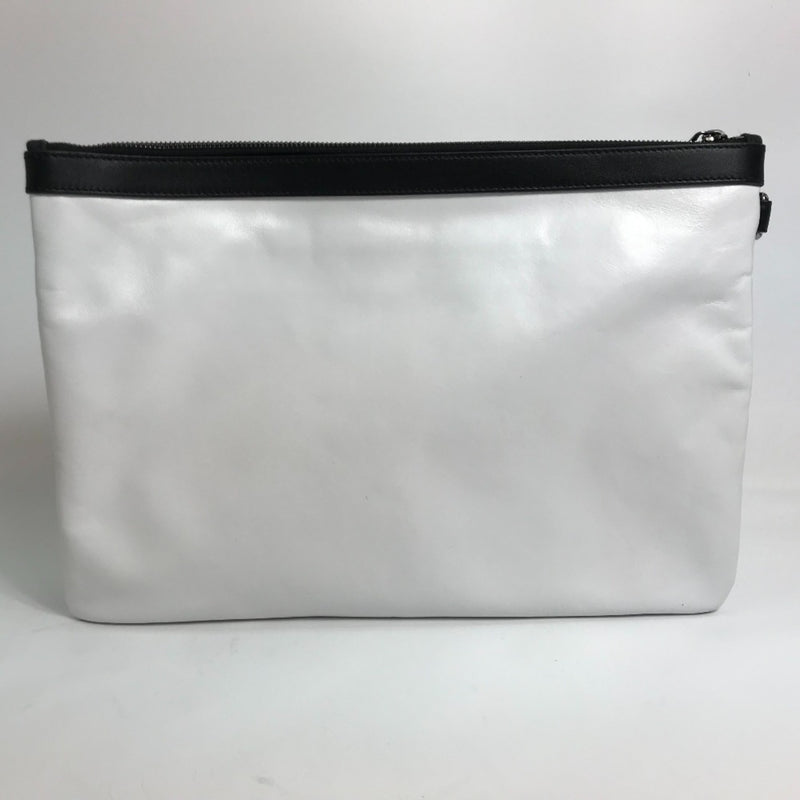 Jimmy Choo Black White Leather Clutch Bag (Pre-Owned)