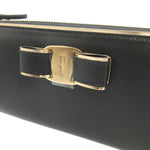 Salvatore Ferragamo Black Leather Long Wallet (Bi-Fold) (Pre-Owned)