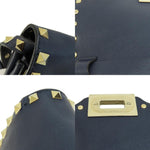 Valentino Garavani Navy Leather Tote Bag (Pre-Owned)