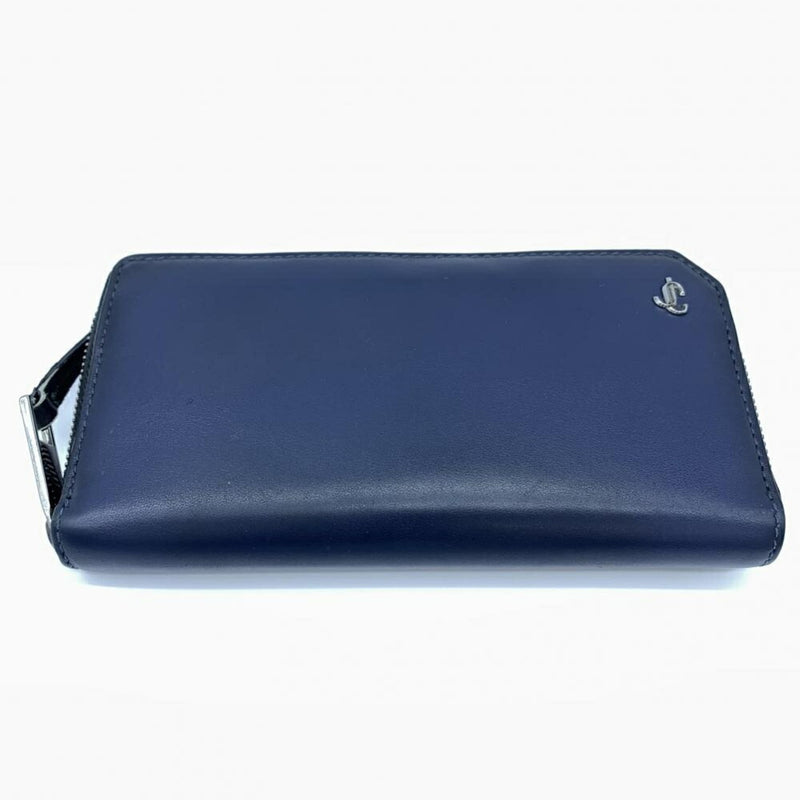 Jimmy Choo Navy Leather Long Wallet (Bi-Fold) (Pre-Owned)