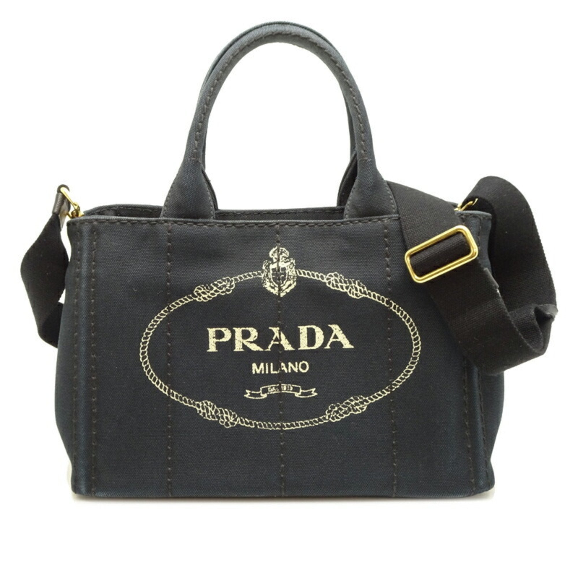 Prada Black Nero Canvas Handbag (Pre-Owned)