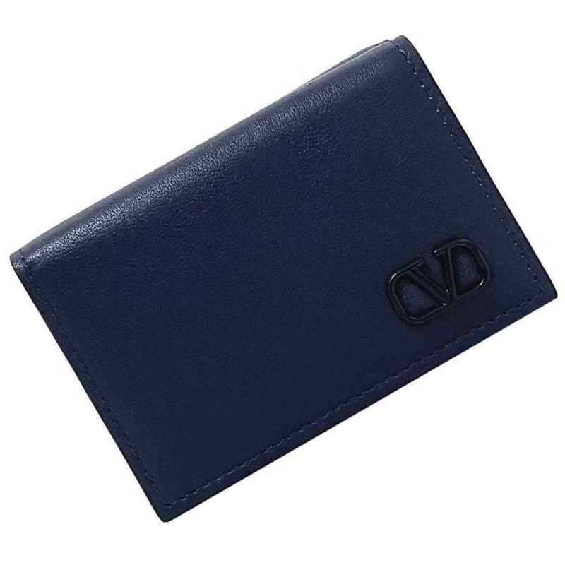 Valentino Garavani Blue Navy Leather Wallet (Tri-Fold) (Pre-Owned)