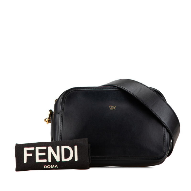 Fendi Black Gold Leather Shoulder Bag (Pre-Owned)