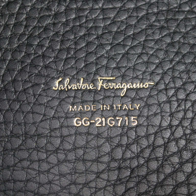 Salvatore Ferragamo Black Leather Handbag Shoulder Bag Tote Bag (Pre-Owned)