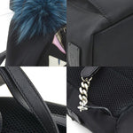 Fendi Black Blue Nylon Fur Backpack (Pre-Owned)