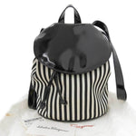 Salvatore Ferragamo Black White Patent Leather Canvas Backpack (Pre-Owned)