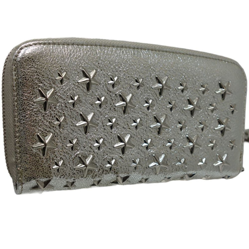 Jimmy Choo Metallic Silver Leather Wallet (Bi-Fold) (Pre-Owned)