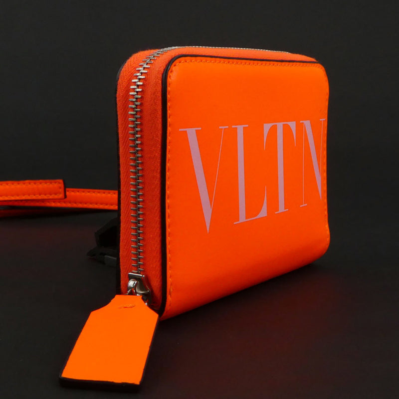 Valentino Garavani Orange Leather Coin Purse/Coin Case (Pre-Owned)