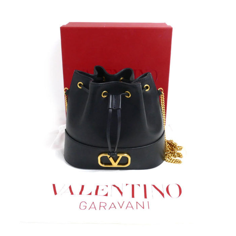 Valentino Garavani Black Leather Shoulder Bag (Pre-Owned)