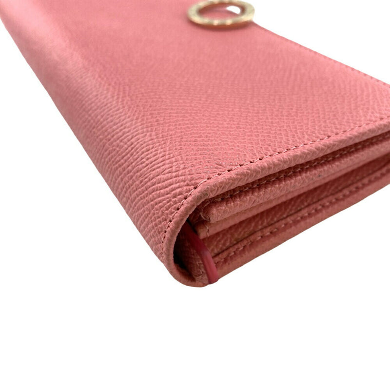 Bvlgari Pink Leather Long Wallet (Bi-Fold) (Pre-Owned)