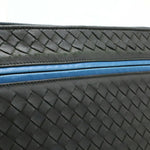 Bottega Veneta Intrecciato Black Blue Intrecciato Clutch Bag (Pre-Owned)