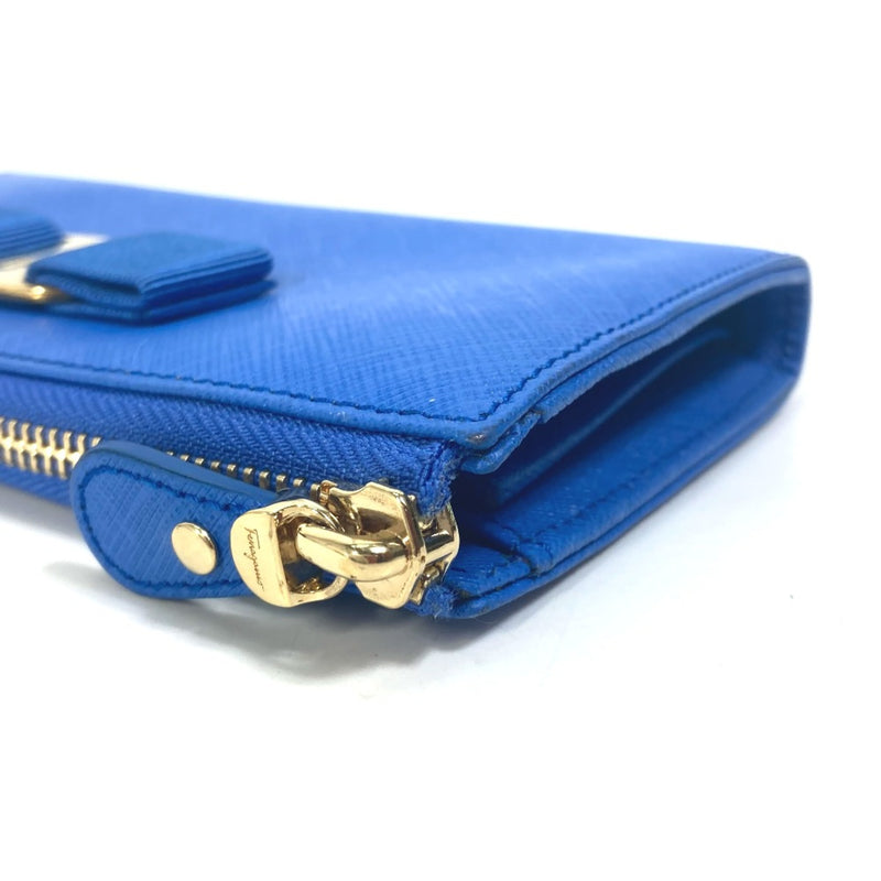 Salvatore Ferragamo Blue Leather Long Wallet (Bi-Fold) (Pre-Owned)