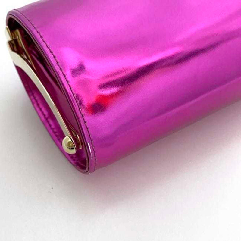 Jimmy Choo Metallic Pink Leather Clutch Bag Handbag (Pre-Owned)