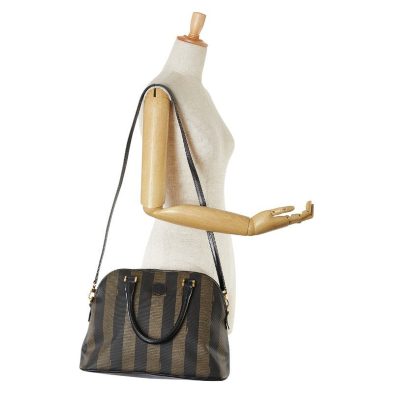 Fendi Black Brown Pvc Leather Handbag Shoulder Bag (Pre-Owned)