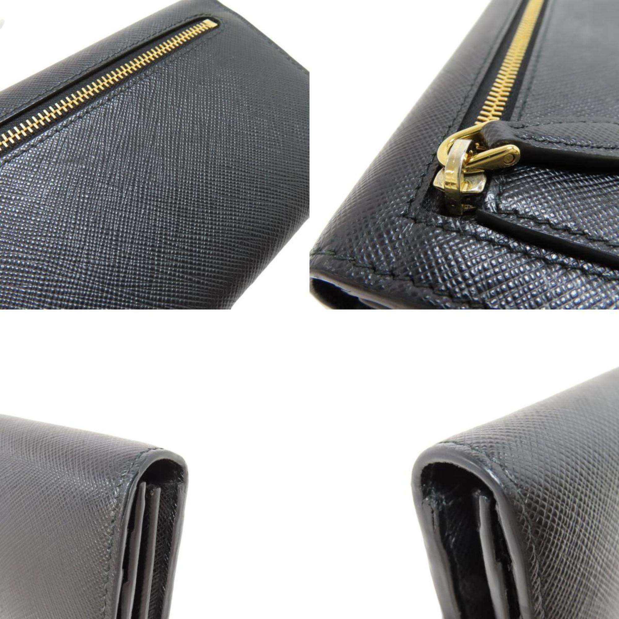 Prada Black Leather Long Wallet (Bi-Fold) (Pre-Owned)