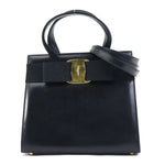 Salvatore Ferragamo Black Leather Handbag Shoulder Bag (Pre-Owned)