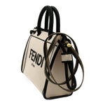 Fendi Beige Black Canvas Shoulder Bag (Pre-Owned)