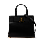 Salvatore Ferragamo Black Canvas Leather Handbag Shoulder Bag (Pre-Owned)