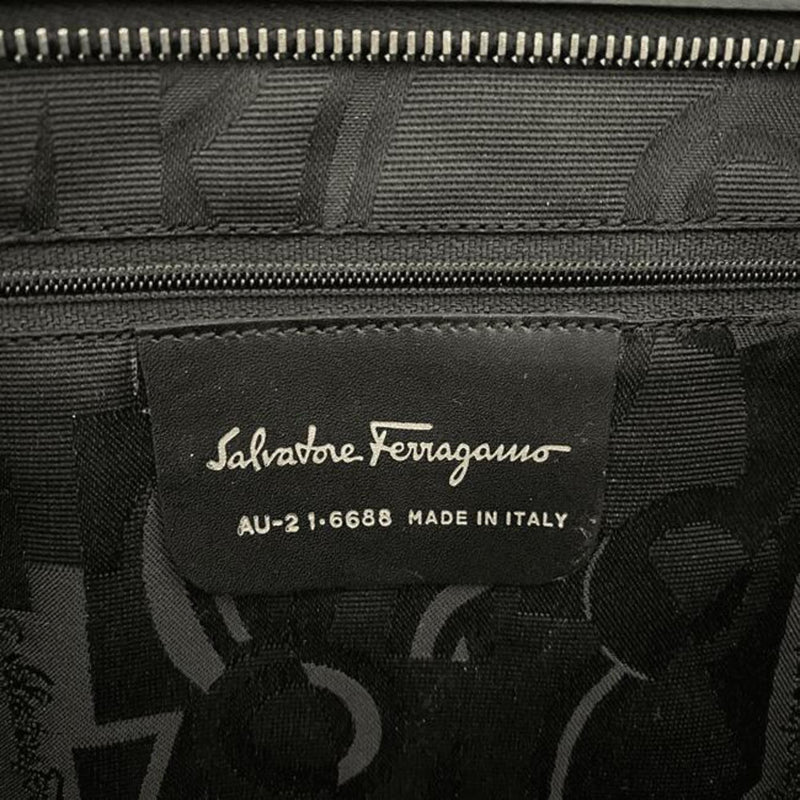 Salvatore Ferragamo Black Canvas Leather Tote Bag (Pre-Owned)