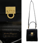 Salvatore Ferragamo Black Leather Handbag Shoulder Bag (Pre-Owned)