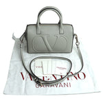 Valentino Garavani Grayish Leather Shoulder Bag (Pre-Owned)