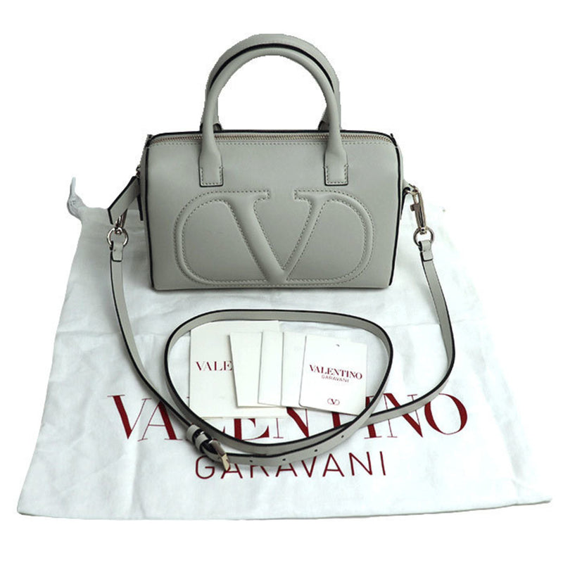 Valentino Garavani Grayish Leather Shoulder Bag (Pre-Owned)