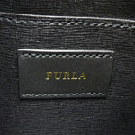 Furla Black Ivory Canvas Leather Shoulder Bag Tote Bag (Pre-Owned)