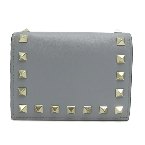 Valentino Garavani Gray Leather Wallet (Bi-Fold) (Pre-Owned)