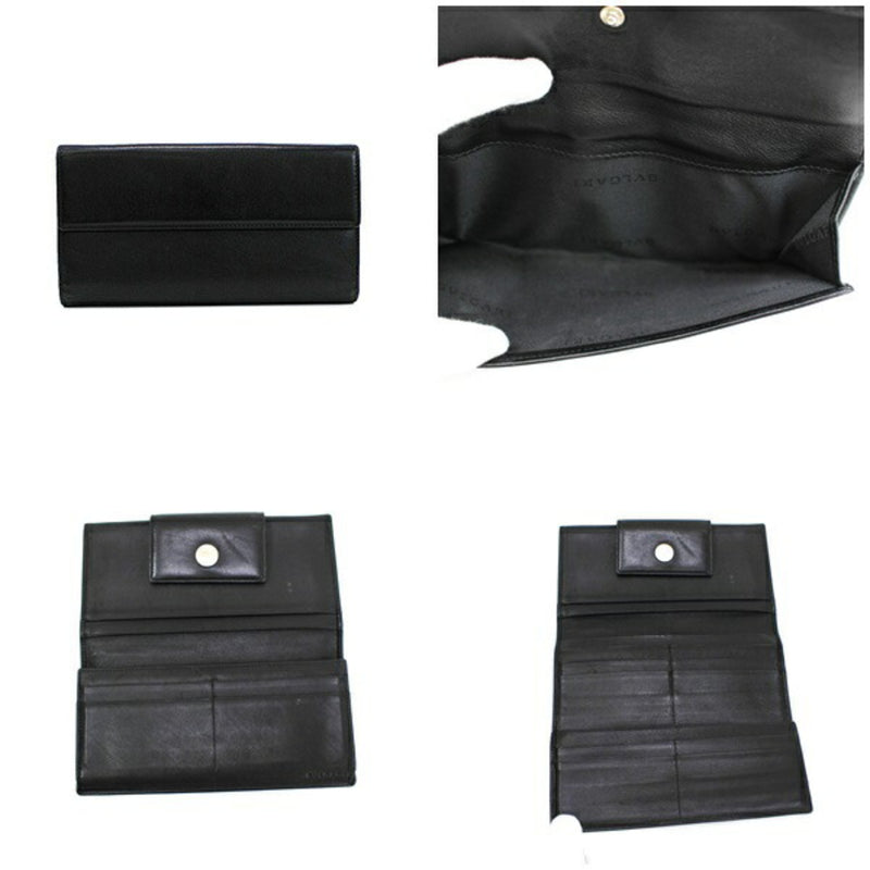 Bvlgari Black Leather Long Wallet (Tri-Fold) (Pre-Owned)