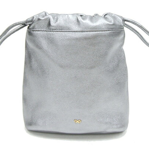 Anya Hindmarch Silver Gray Leather Pouch (Pre-Owned)