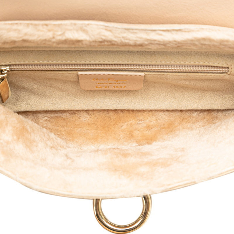 Salvatore Ferragamo Beige Pink Leather Shoulder Bag (Pre-Owned)