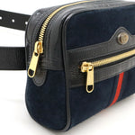 Gucci Navy Red Color Suede Patent Leather Fanny Pack Sling Bag (Pre-Owned)